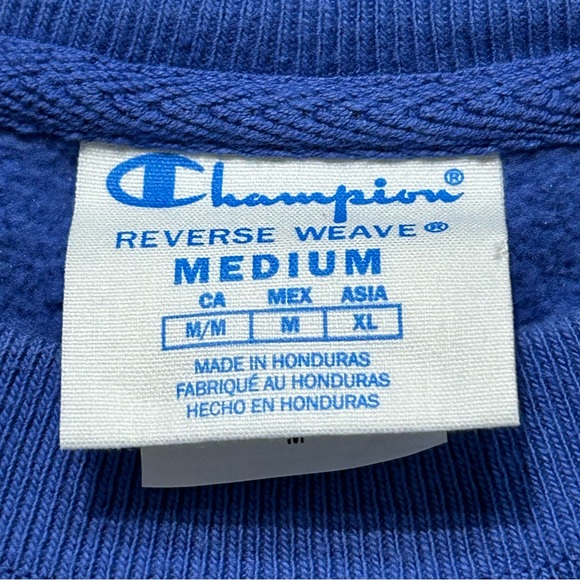 Champion Reverse Weave Men's Blue Crewneck Sweatshirt S149 Cotton Blend Medium - Picture 4 of 5
